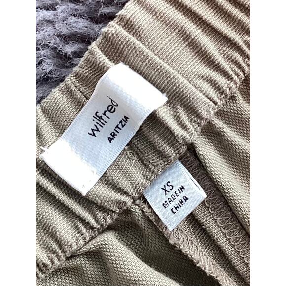 Wilfred‎ Aritzia Women's Globetrot Linen Mid-Rise Wide-Leg Pants Dark Khaki XS - Picture 8 of 12